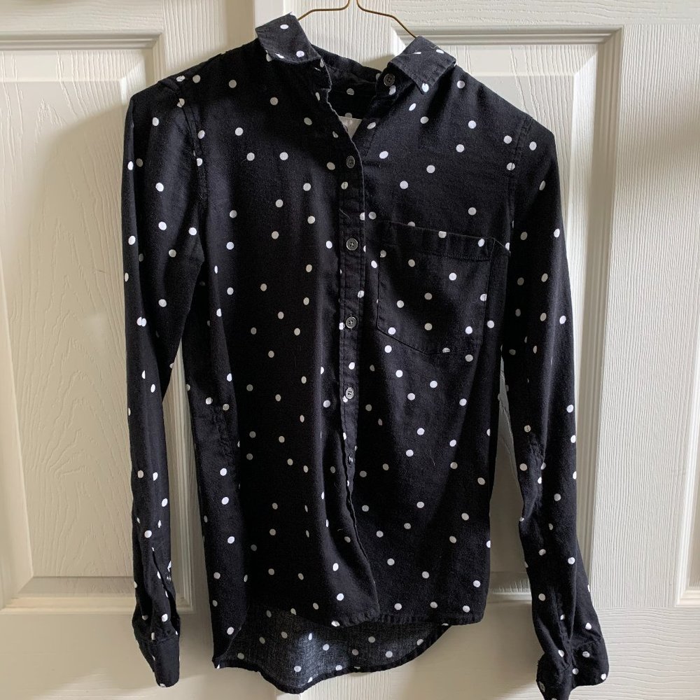Black and White Polka Dot Flannel
